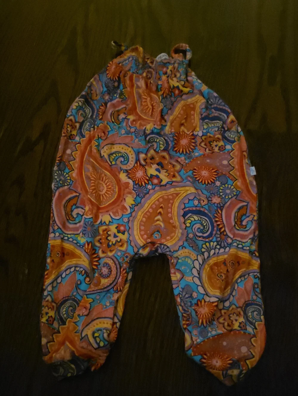 Posh Peanut Paisley Romper in Orange and Blue